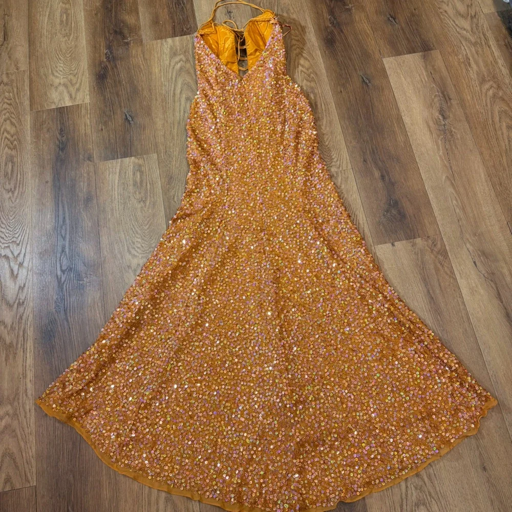 Vintage Y2K 100% Silk Beaded Dress Strappy Back Dress Prom Vintage Beaded Dress - Picture 12 of 15